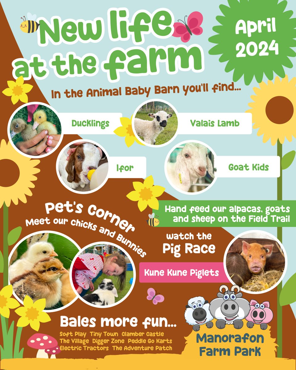LOTS TO SEE at the farm TODAY! ❤️

Book tickets online: bookings.manorafon-farm-park.co.uk/book

Local? Check out our Local Kids Go Free offer for this April! Sign up to our Priority Club to redeem: bit.ly/manorafonfarm-…