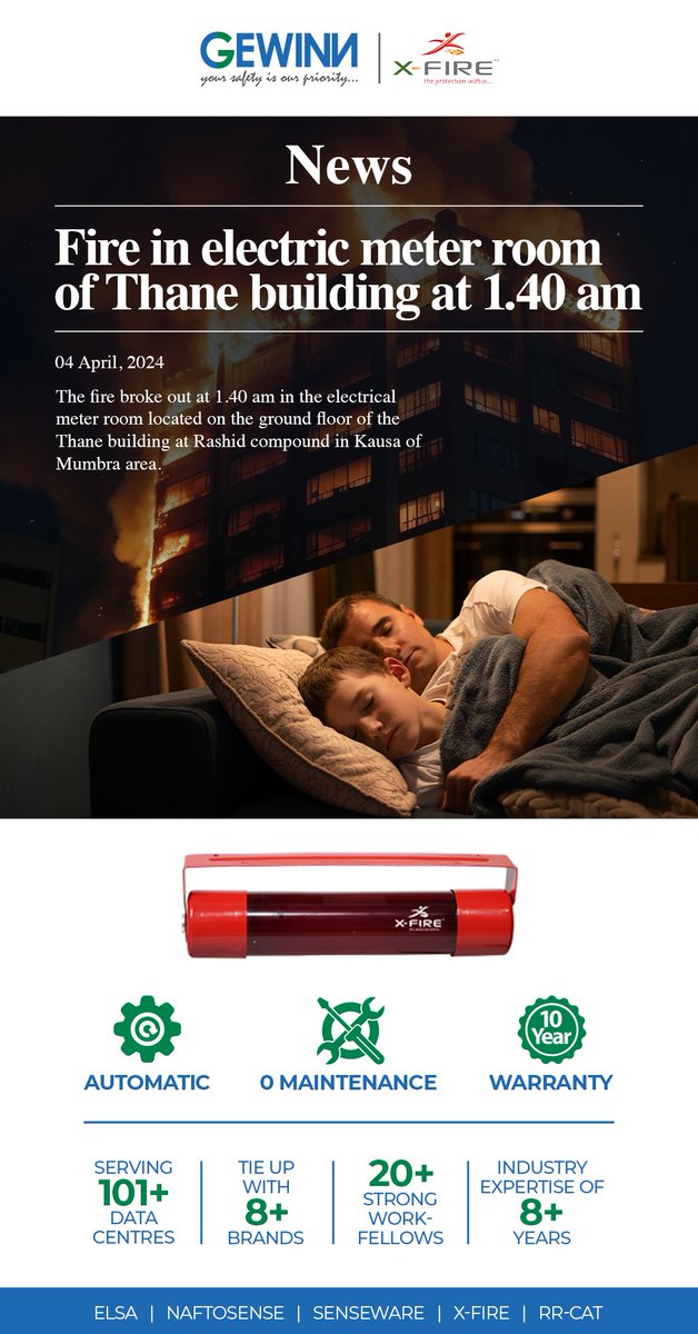 GEWINN_SAFETY's tweet image. Peace of Mind with X-Fire - Auto Fire Extinguisher

News: Minor Fire breaks out in Thane, none injured

#SafetyFirst #xfire #peace #fire #safety #FireSafety