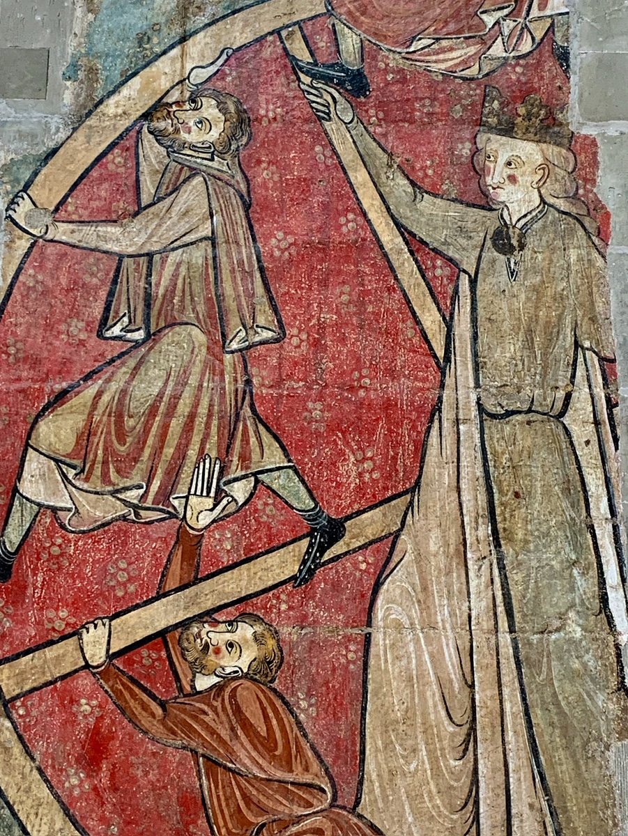 Detail from the 13th century ‘Wheel of Fortune’ at Rochester Cathedral. Hidden beneath layers of whitewash, the wall painting was rediscovered in the early 19th century during restoration work. #WallpaintingWednesday 📸 My own.