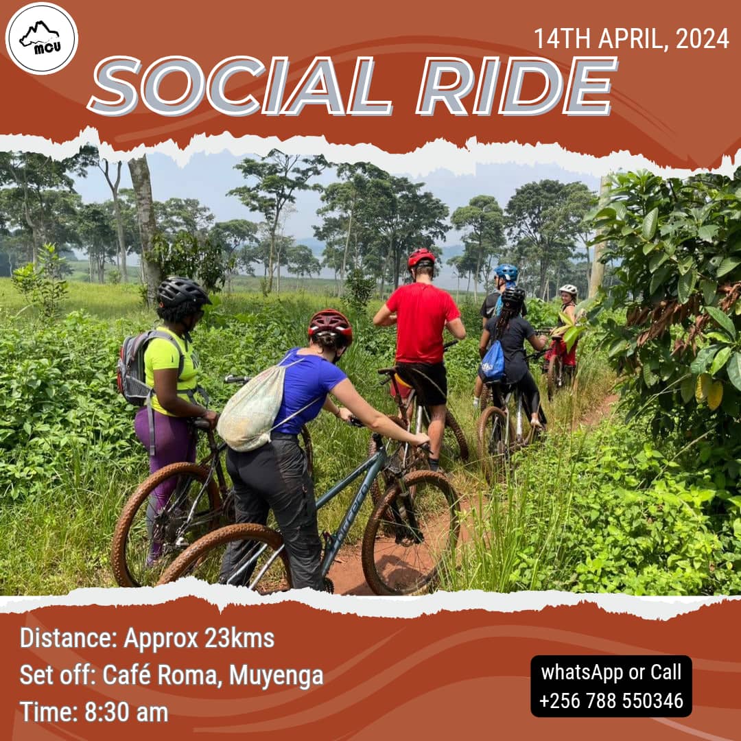 Let's go for some mountain biking this Sunday!

Distance: About 23kms 
Start: Café Roma, Muyenga 
Time: 8:30am. 
Carry 30k boat crossing fees!

For any more queries and if you'll need to hire a bike for this please reach out to Octavio (+256788550346) by Saturday afternoon!