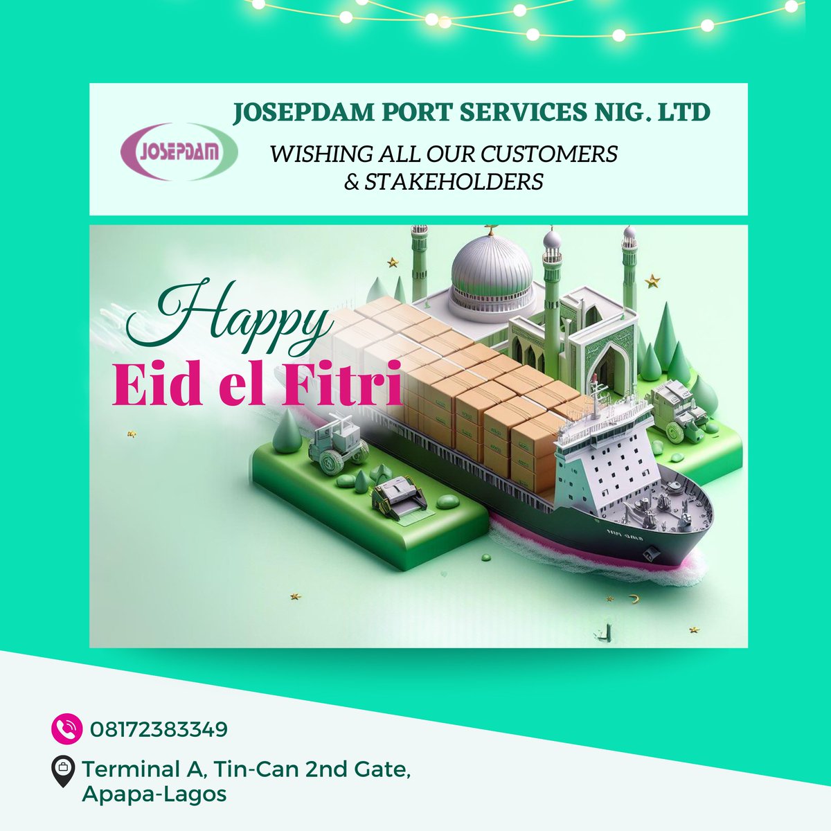 Josepdam is wishing all our Customers and Stakeholders
 Happy Eid El Fitri celebration. 
#ramadanmubarak
#eidelfitri