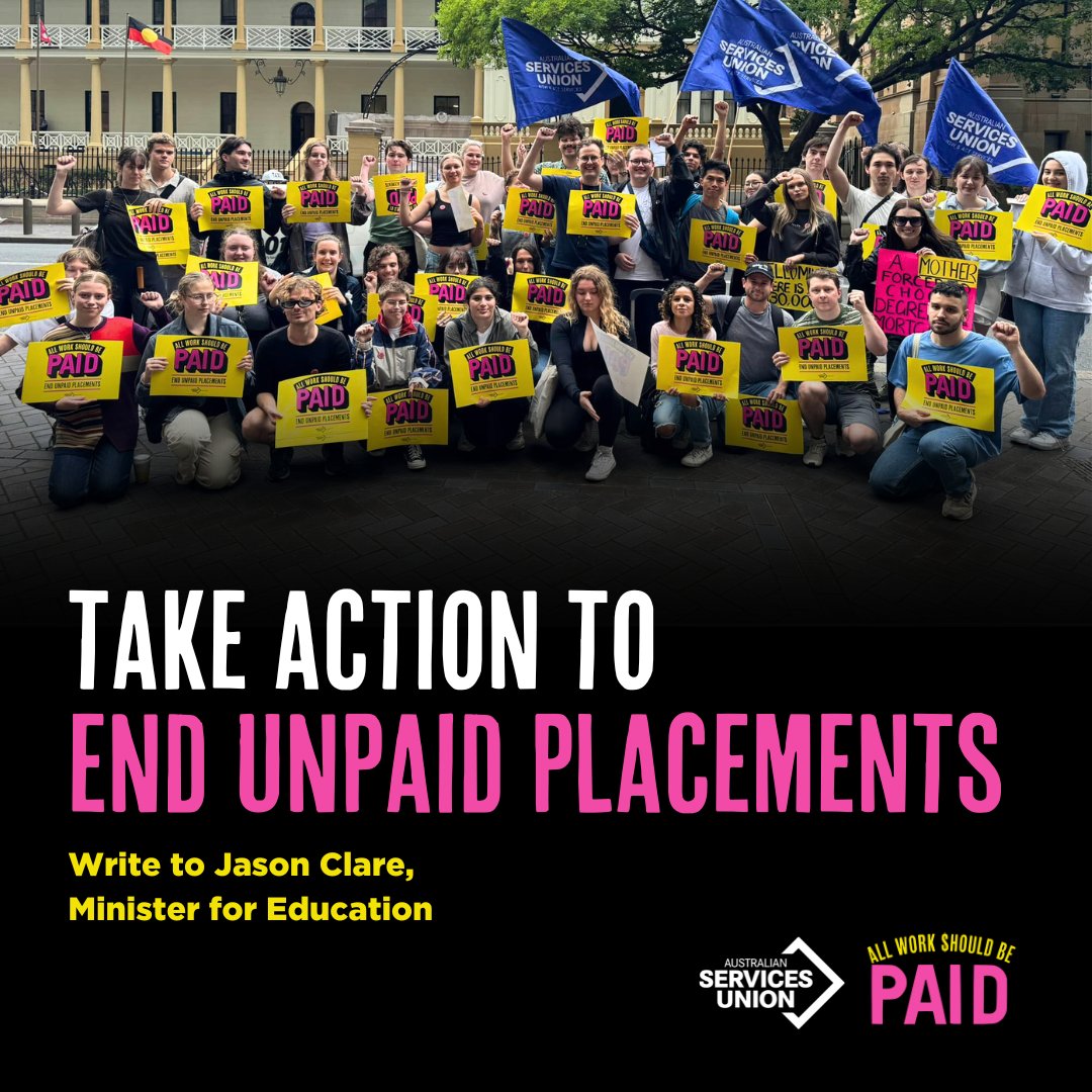 Unpaid student placements are unfair and unsustainable. With the Federal Budget just weeks away, it’s time for action! Email Education Minister Jason Clare to demand paid placements for community services students bit.ly/endunpaidplace…