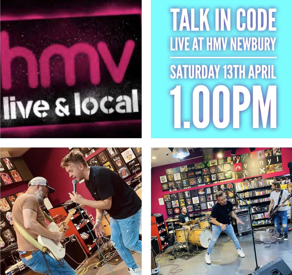 Just three more sleeps! 😁
Join us at @HmvNewbury in the Parkway Shopping  Centre this Saturday from 1pm for an exclusive instore performance! 🎸🎸🎸🎤🥁#livemusic #indiepop #hmv #hmvliveandlocal #newbury #originalmusic #supportoriginalbands