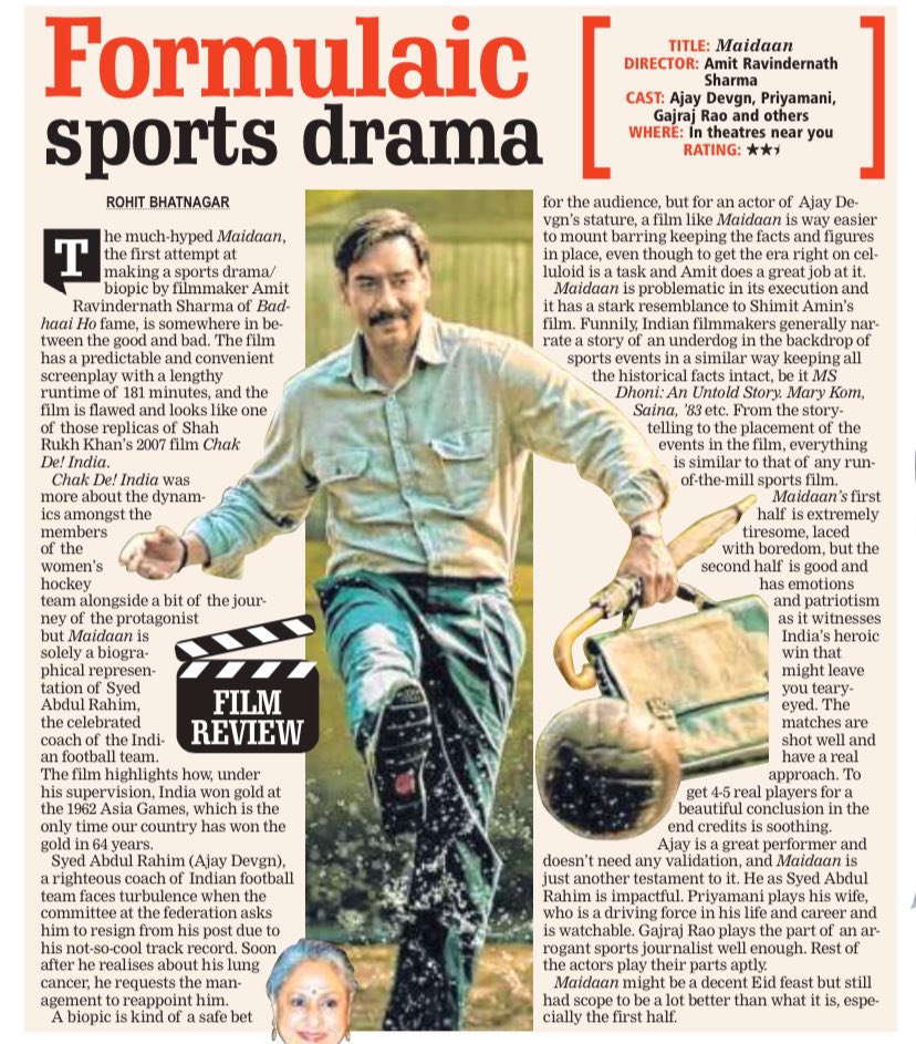 Review out on stands today. freepressjournal.in/movie-review/m… #Maidaan #MaidaanReview @fpjindia