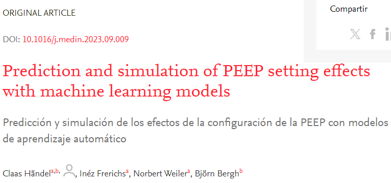 Datos de MIMIC-III con análisis de más de 51.000 casos. ¿Pueden ayudarnos las nuevas técnicas de predicción y simulación al ajuste personalizado de parámetros de VM? Prediction and simulation of PEEP setting effects with machine learning models medintensiva.org//es-prediction…