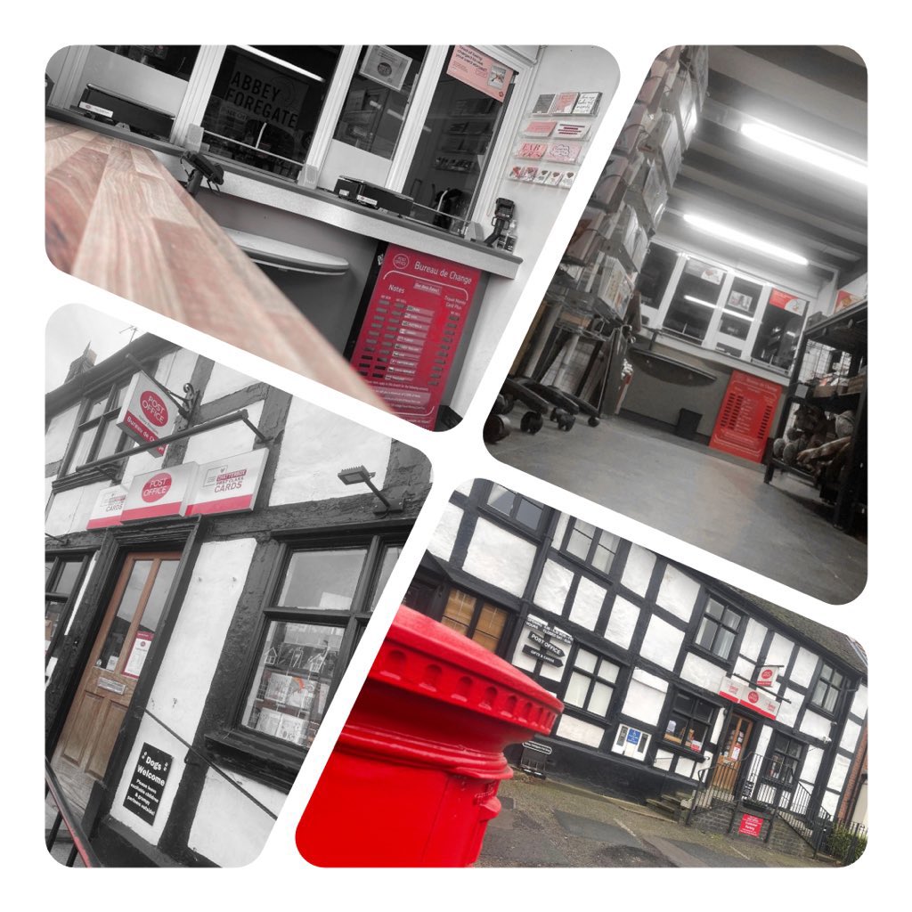 MAIN Post Office offering all PO services all day &amp; possibly Shrewsbury’s best selection of greeting cards.

OPEN Mon to Fri 9am - 5.30pm.

▪️Digital check &amp; send
▪️Banking 
▪️Driving Licence 
▪️Currency 
▪️Passports 
▪️Cards
▪️Parcels
▪️Amazon/DPD
▪️Dog friendly
▪️Free parking