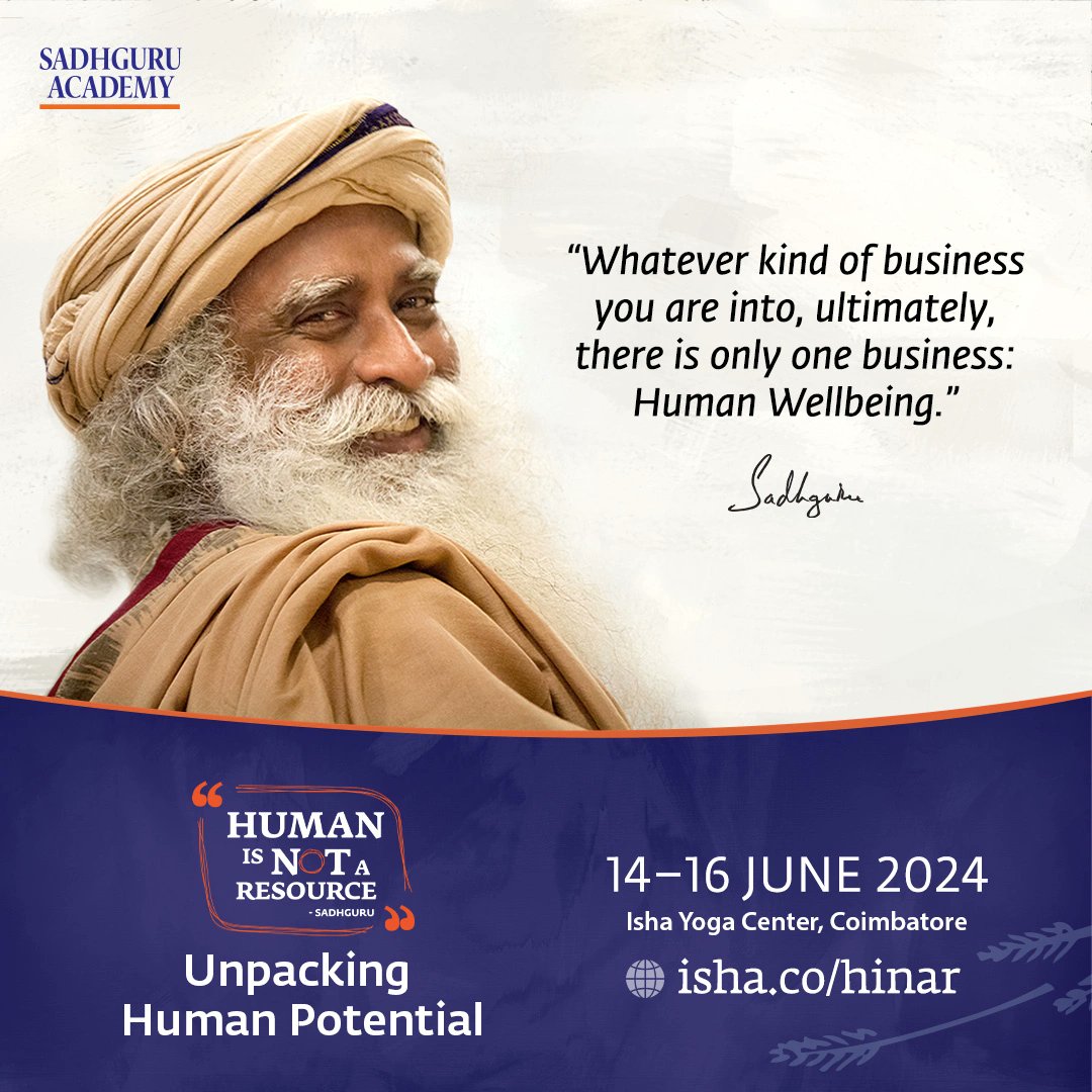 Envisioned by @SadhguruJV, this interactive 3-day leadership program empowers business leaders with practical steps to enable a paradigm shift to viewing human beings as Possibilities instead of mere resources. The upcoming program will take place from 14–16 June 2024 at the