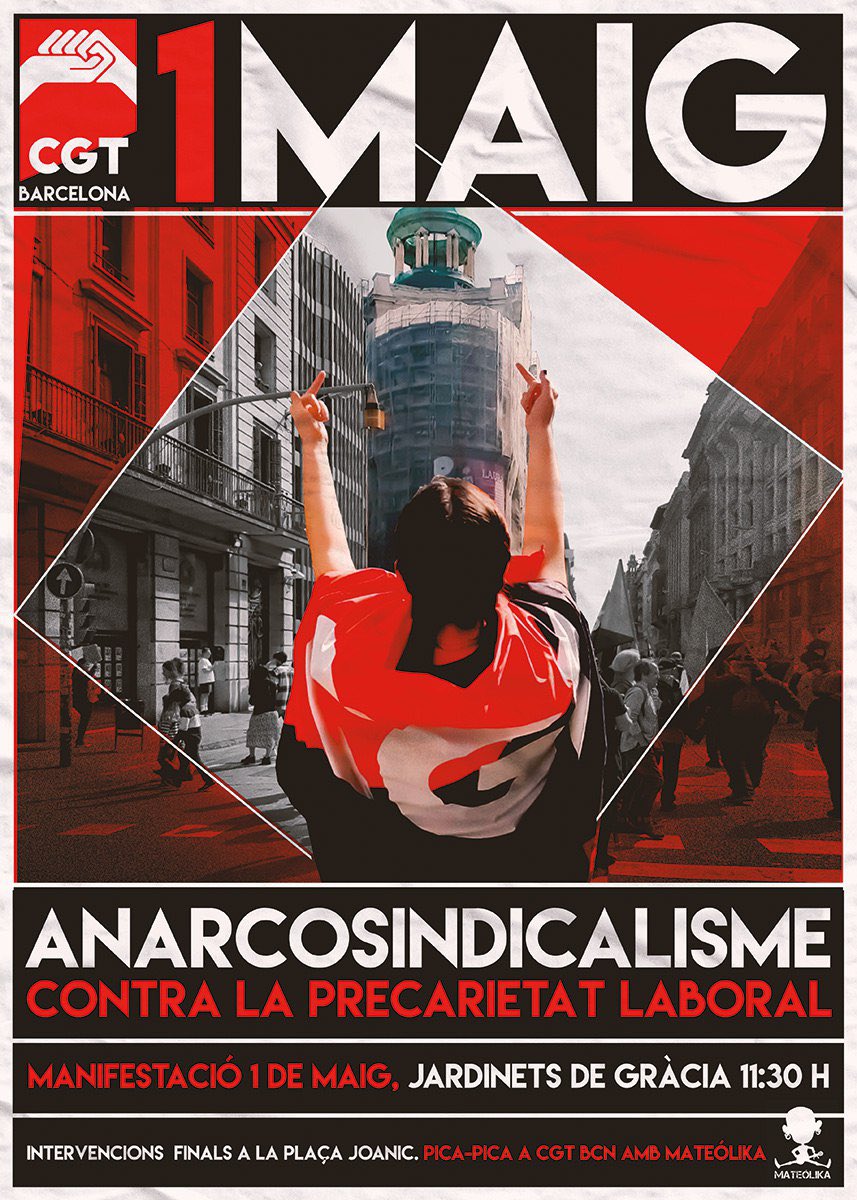 #1Maig2024 
Contra la precarietat i la pobresa 
#Anarcosindicalisme 
🗓️ 1 Maig
📍 JARDINETS DE GRÀCIA
⏳11:30
Pica-pica i concert de  MATEOLIKA  a la terrassa CGT BCN

#1mayo2024 #Anarcosindicalismo