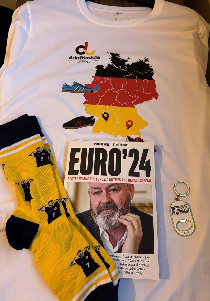 Some treats to myself… high quality stuff from <a href="/daft_laddie/">Daft Laddie</a> <a href="/zenithcoins/">Zenith Coins®</a> <a href="/SockCouncil/">Sock Council</a> <a href="/NutmegMagazine/">NutmegMagazine</a>  it’s getting close now 😃 #EURO2024