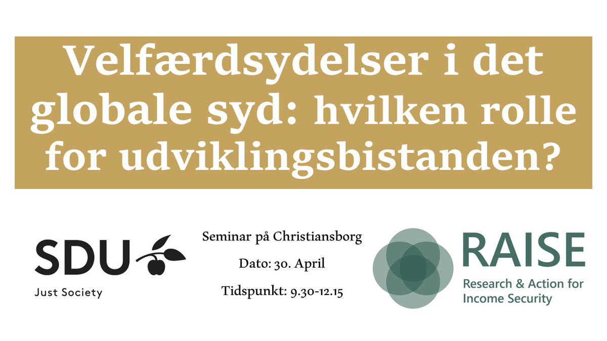 We are organising a seminar in Copenhagen: Supporting welfare state expansion in the Global South: what role for development aid? 30 April 9.30 - 12.25. Event in English. Register latest 15 April: sdu.dk/en/forskning/f… @JustSdu @SAMF_SDU @JuridiskInstitu