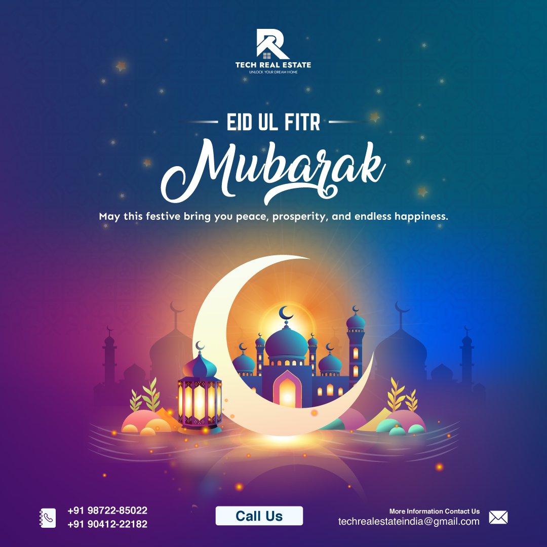 ✨ Eid Mubarak from Tech Real Estate!
✨🌙 May this holy day bless your homes with prosperity, happiness, and endless memories. 
#techrealestate #eid #EidMubarak #HomeSweetHome #Eid2024 #ramadanmubarak #TrendingNow