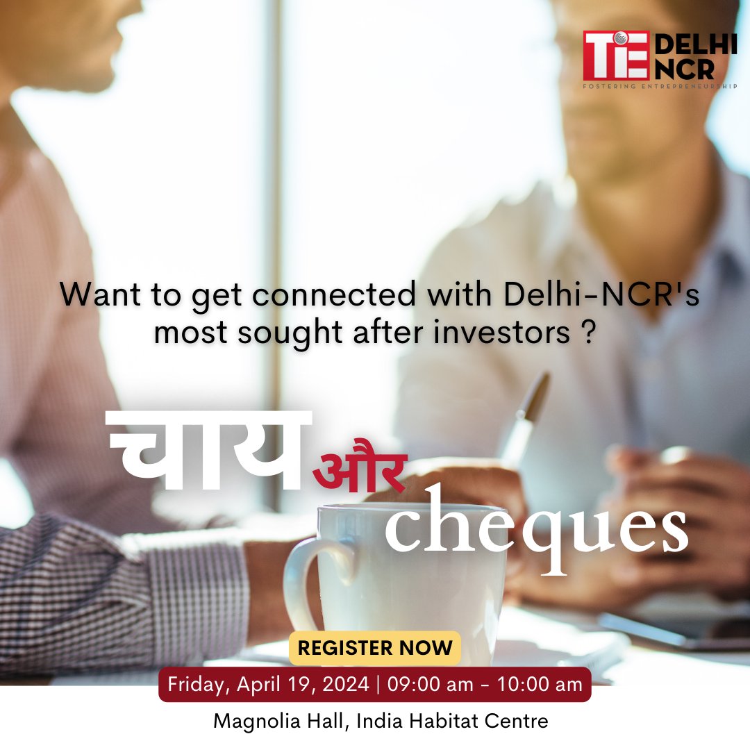 TiEDelhi's tweet photo. Grab your spot!
Join Chai aur Cheques session and connect with Delhi-NCR's most sought-after investors. Forge connections, seek mentorship and seize the opportunity for funding.

19 April '24 | 09:00 am | India Habitat Centre
Sign up now: https://t.co/T5Grm9HBbh

#TiEDelhiNCR https://t.co/ZkcjPvRxG9