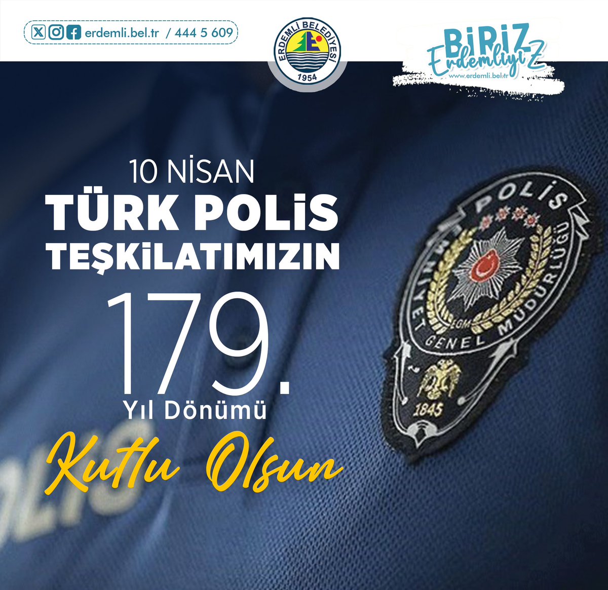 Milletimizin emniyeti ve huzuru için gece gündüz çalışan, fedakarca hizmet veren Türk Polis Teşkilatı’nın 179. yıl dönümünü ve Polis Haftası’nı tebrik ediyorum. Şehit polislerimize Allah'tan rahmet diliyor, gazilerimize şükranlarımı sunuyorum. 🇹🇷