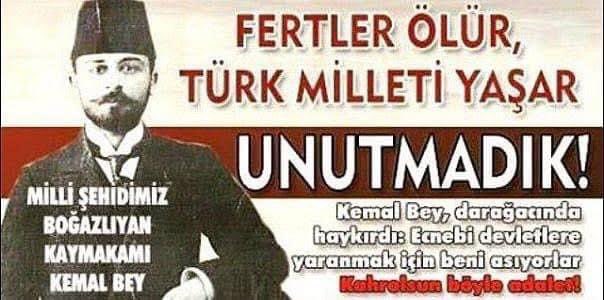 10 Nisan 1919' da Hürriyet ve İtilafçılar işgalcilere yaranmak için Boğazlıyan Kaymakamı Kemal Beyi idam ettiler. Hürriyet ve İtilafın bugünkü torunlarına dikkat edelim. Bu topraklarda ecnebiye yaranmak için vatan evlatlarını astılar. Asarlar. Ruhum şad olsun Kemal bey.…