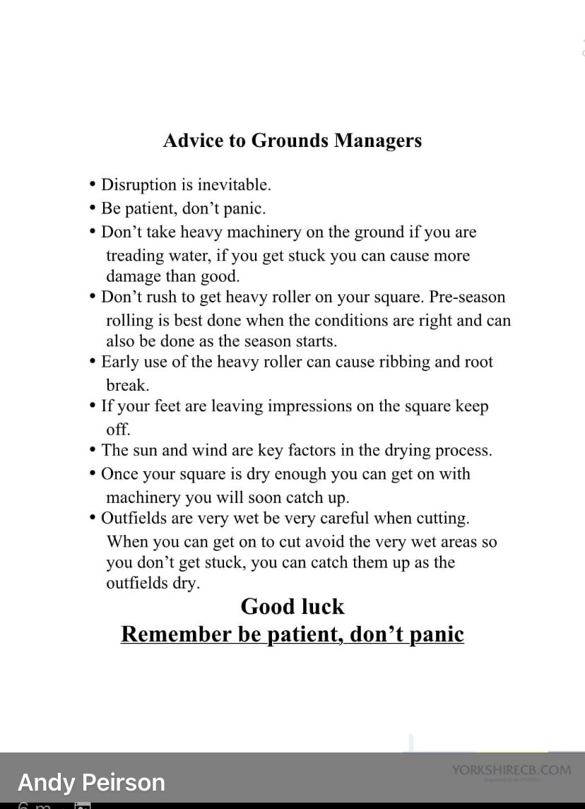 Great advice from @andypeirson1971 👏👏 For groundstaff worrying about not being ready @NCB_Cricket @DCBGA1 @neplcricket @NTCLCricket