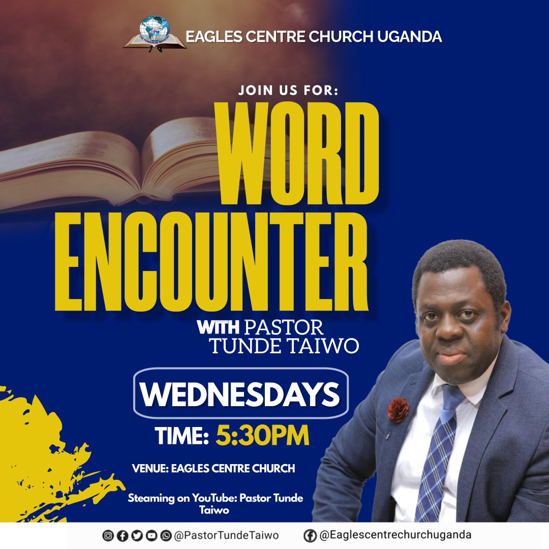 Join us this evening for yet another encounter with the word.
#midweekservice
@Ecc_ug
