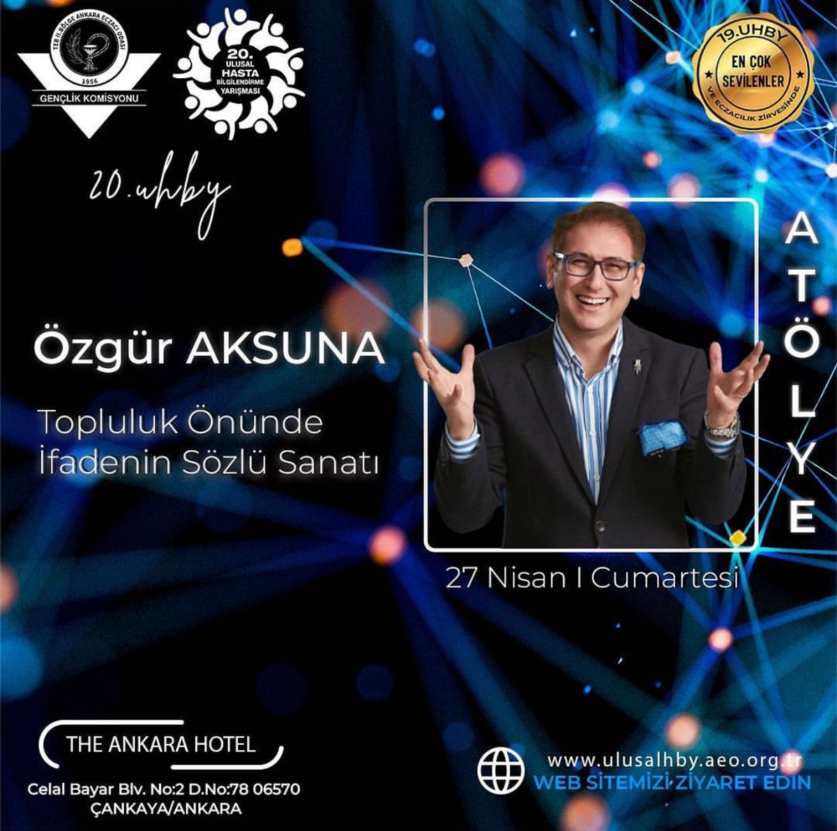 “20 Yıldır: Bilimin izinde, Değişimin Peşinde” 20. Ulusal Hasta Bilgilendirme Yarışmasi ve Eczacılık Zirvesinde “ Topluluk Önünde İfadenin Sözlü Sanatı” atölyesiyle buluşuyoruz ve hepinizi bekliyoruz. 27 Nisan Cumartesi 12:00’de The Ankara Hotel’de. @aeogk_