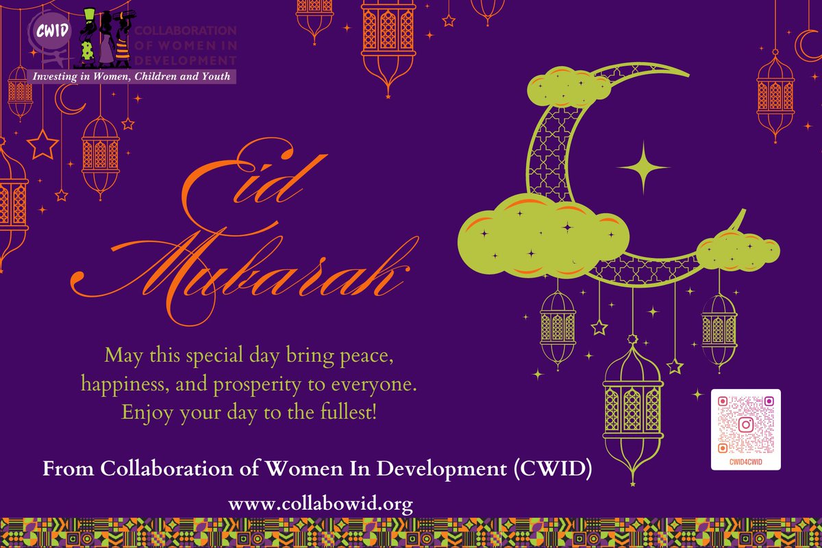 From @Cwid4Cwid Family, On this joyous day of Eid-ul-Fitr, we wish you and your family a very happy Eid. May Allah accept all your Prayers and Forgive all your faults. Eid Mubarak! #EidUlFitr #CWIDGender collabowid.org
