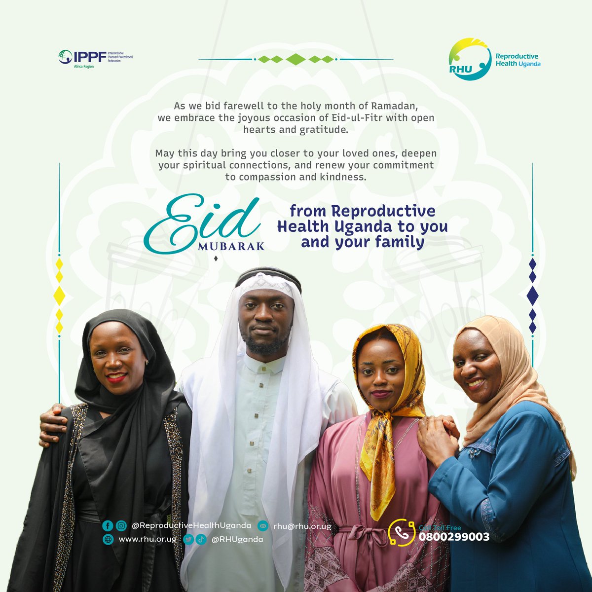 From all of us at Reproductive Health Uganda, we would like to wish the entire moslem community a happy Eid. May Allah accept all your prayers and sacrifices. #EidAlFitr