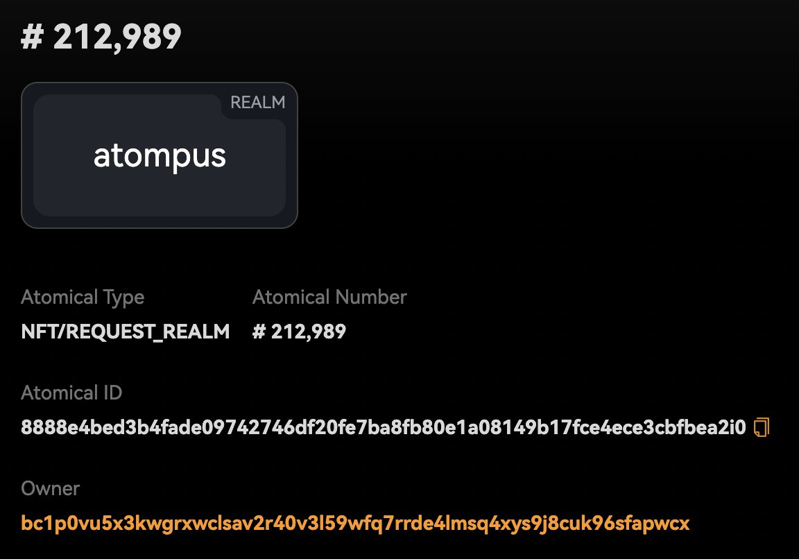 Who registered the realm name of Atompus? This is a charity project, may I ask if it's possible to send back +atompus ? I can pay the transaction fee.