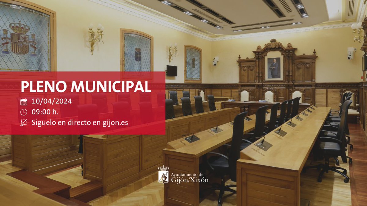 🏛️ Pleno ordinario del mes de abril. 🕘09:00h. 📑Orden del día: gijon.es/es/plenos/321 📡Puedes seguirlo en directo aquí: gijon.es/es/pleno-del-a… #PlenoGijón