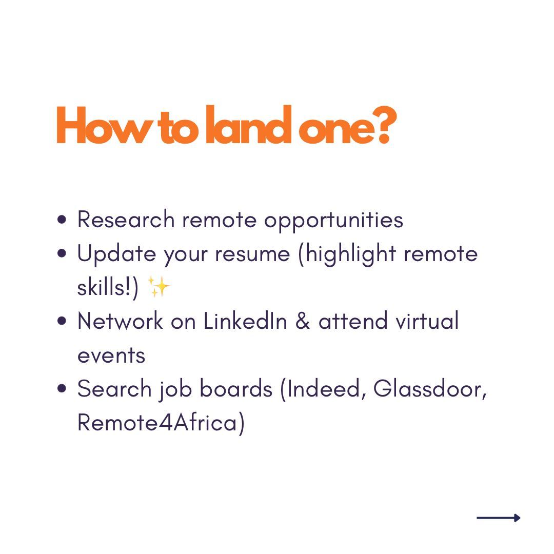 Remote internship can jumpstart your career!

From marketing to software engineering? There’s something for everyone looking for a remote internship!

Search for “remote internship” on the Remote4Africa job board.

Click on the link
buff.ly/3DhmFko 
#internshipopportunity