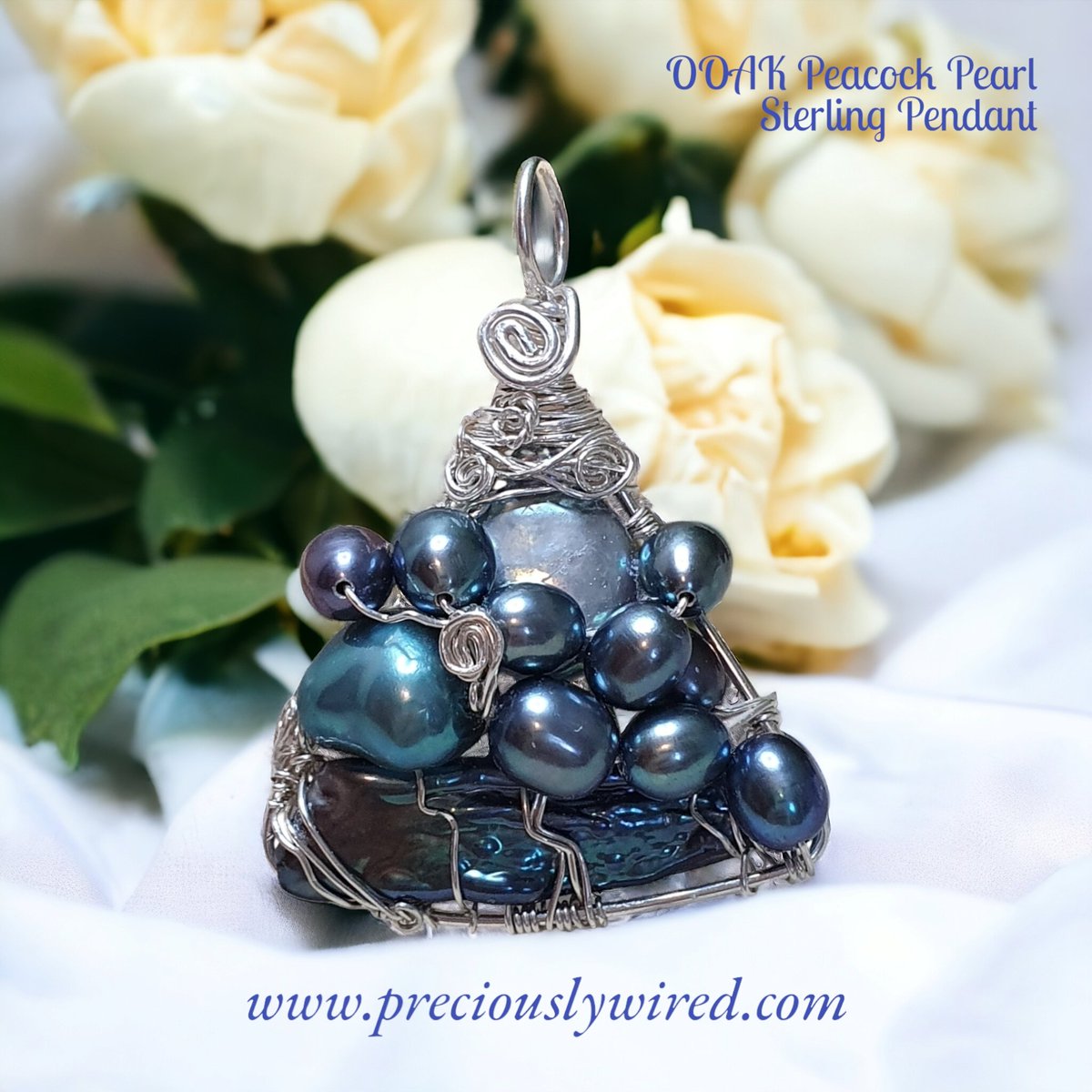 Stunningly OOAK Peacock Pearl Sterling pendant. preciouslywired.com #handmade #handmadejewellery #ukmakers #MHHSBD #smartsocial #CraftBizParty #earlybiz #breaktimehour #ElevensesHour #BizHour #Inbizhour #WomanInBizHour #YourBizHour #ForNetworking #HandmadeHour #MakersHour
