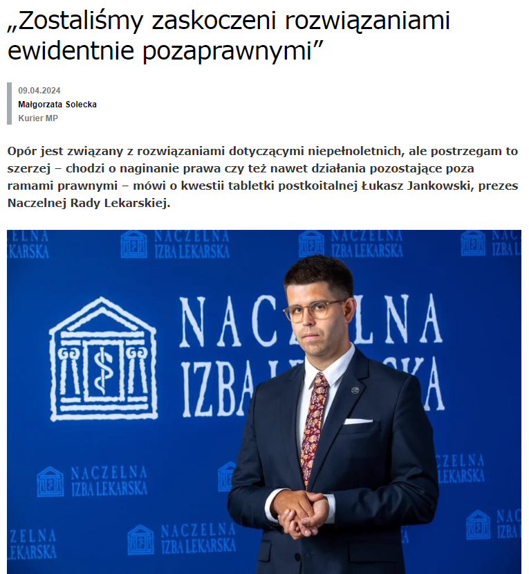 Łukasz Jankowski w wywiadzie dla @MedPraktyczna: - Oczywiście, opór jest związany z rozwiązaniami dotyczącymi niepełnoletnich, ale postrzegam to szerzej – chodzi o naginanie prawa czy też nawet działania pozostające poza ramami prawnymi. Widzimy, że ministerstwo weszło na