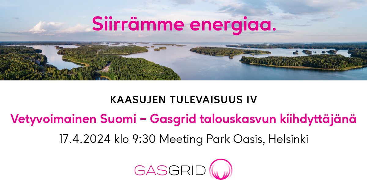 Vielä ehdit ilmoittautua Vetyvoimainen Suomi – Gasgrid talouskasvun kiihdyttäjänä -tilaisuuteemme! Tilaisuuden puhujina on energia- ja talousalan huippuosaajia. Katso koko ohjelma ja ilmoittaudu 10.4. klo 15 mennessä: lyyti.fi/reg/gasgrid-ve… #vety #vihreäsiirtymä #talouskasvu