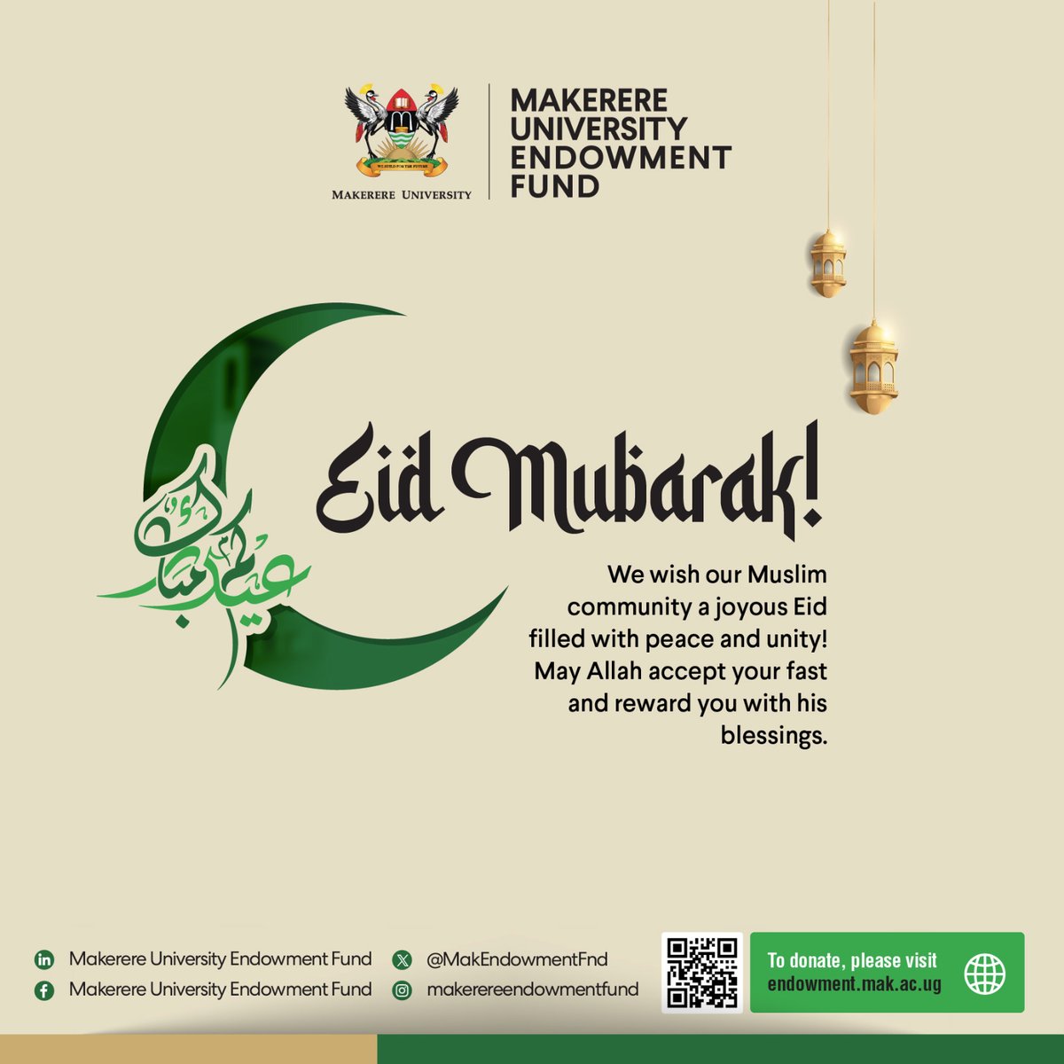 #EidMubarak to all our brothers and sisters of the Islamic faith. We wish you a joyous Eid filled with peace and unity. May Allah accept your fast and reward you with his blessings.