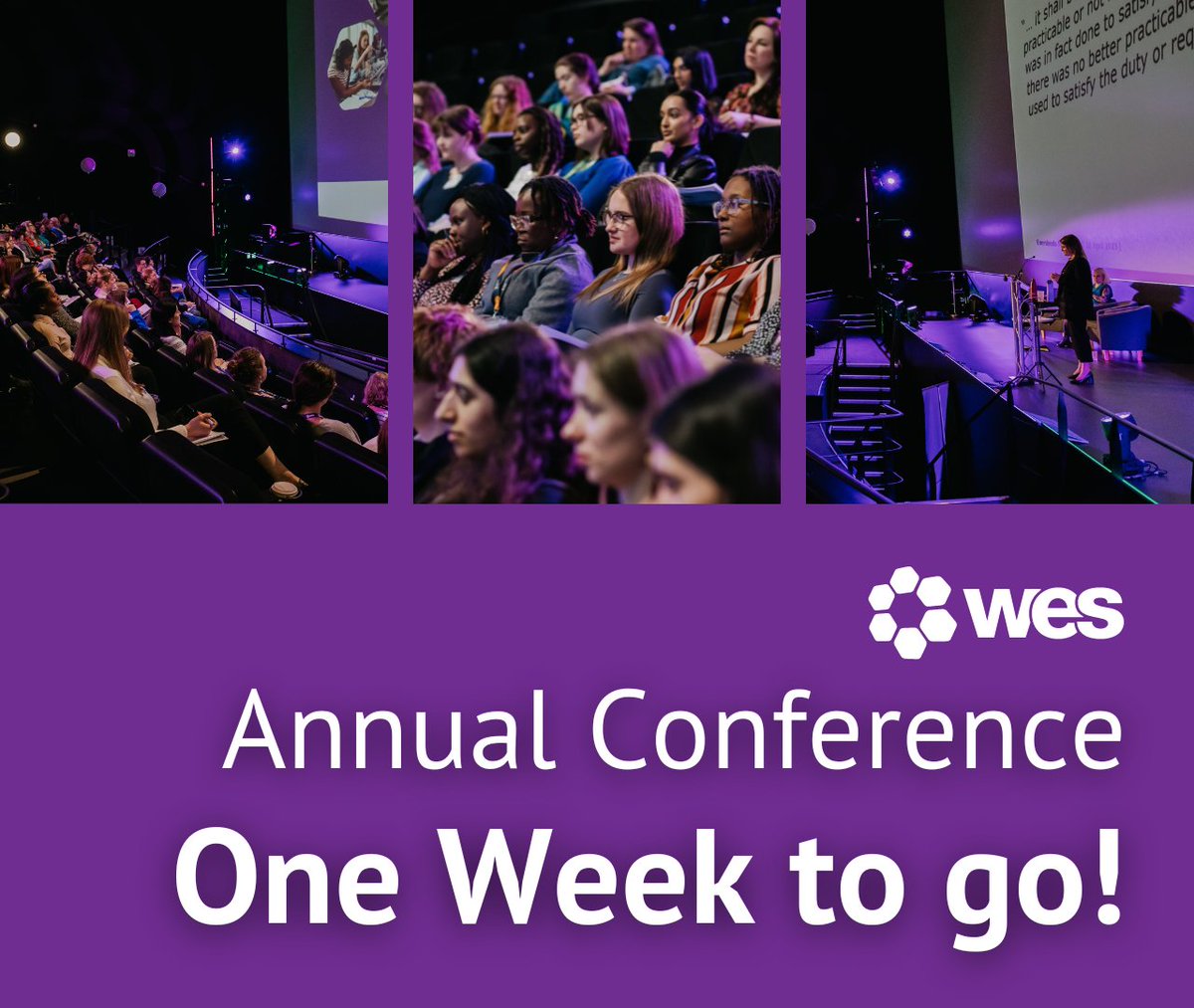 Just 7 days left until we connect, Learn, and network at our #WESAnnualConference Are you joining us in Birmingham? Bookings close midnight tonight so book those final tickets now: ow.ly/nSre50R4sbn