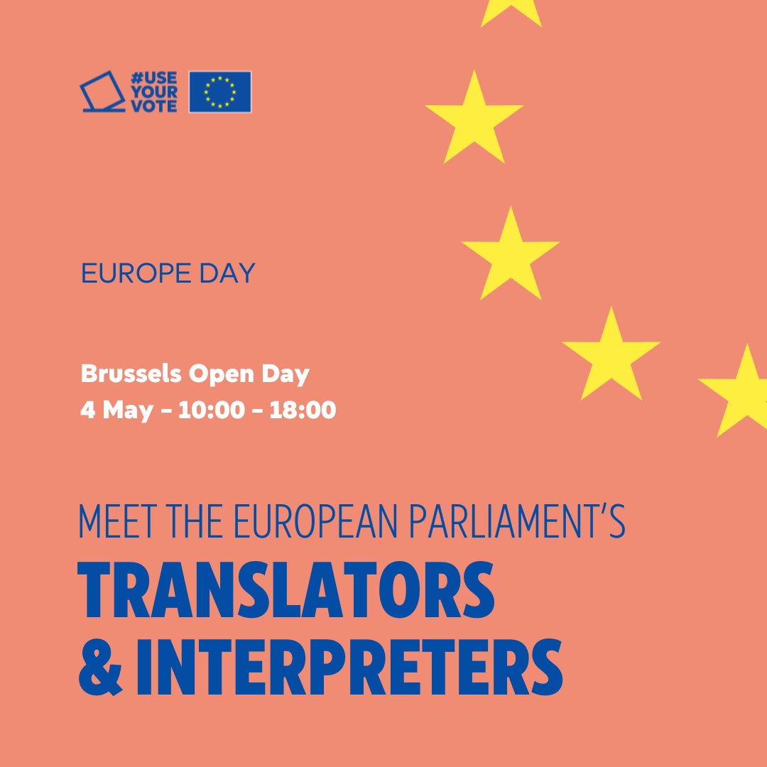 Mark your calendars: Europe Day is coming up! 🇪🇺 Come visit the ‘Language Matters’ stand and meet our translators and the @ep_interpreters. 📍 Strasbourg, 27 April 📍 Brussels, 4 May For more info 👉 loom.ly/c5AlKig