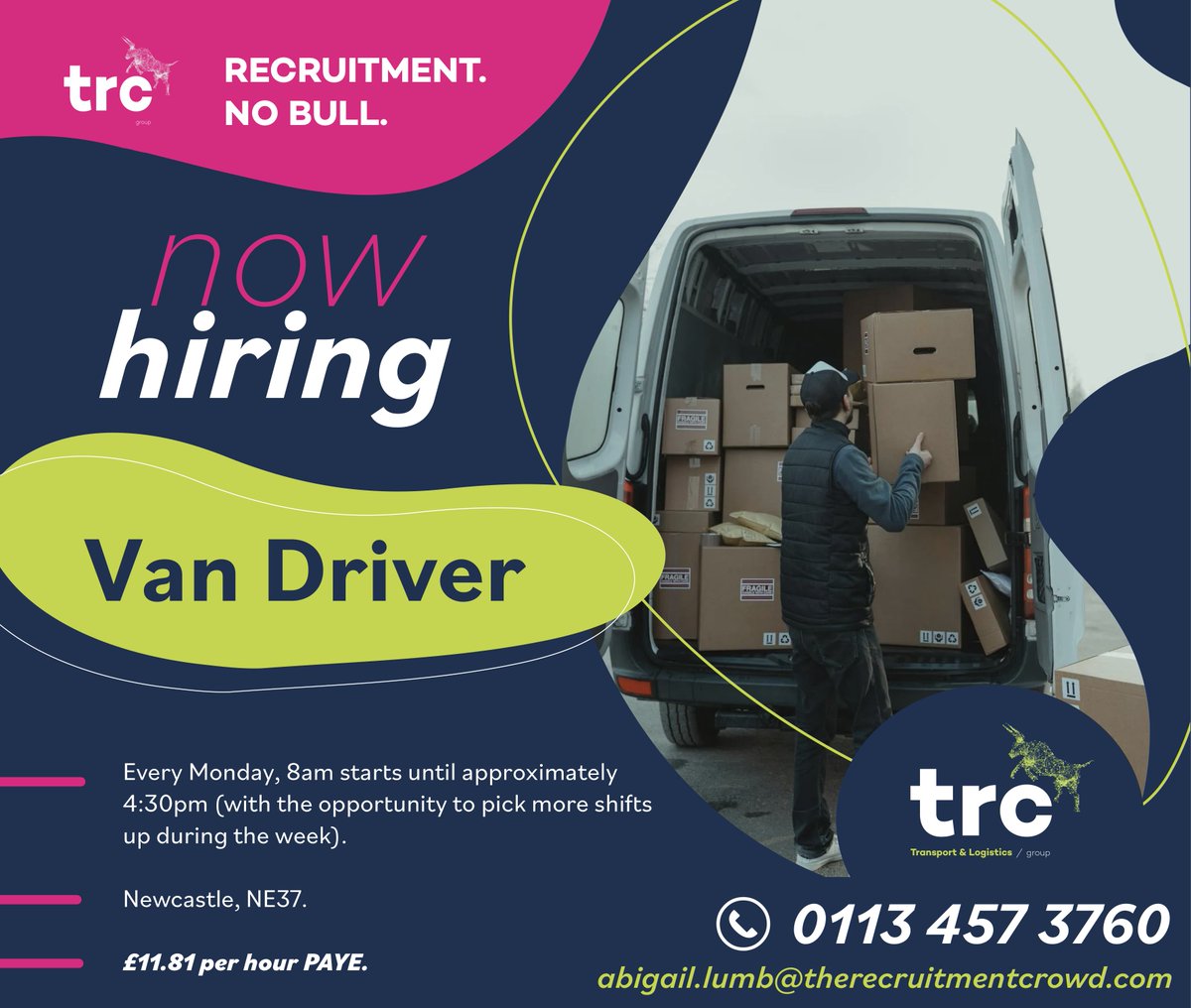 Our client is looking to recruit multiple Van Drivers based in Newcastle. Interested? Get in touch with Abigail Lumb or apply via our website 👉 therecruitmentcrowd.com/jobs/van-drive… #drivingroles #therecruitmentcrowd #nobull