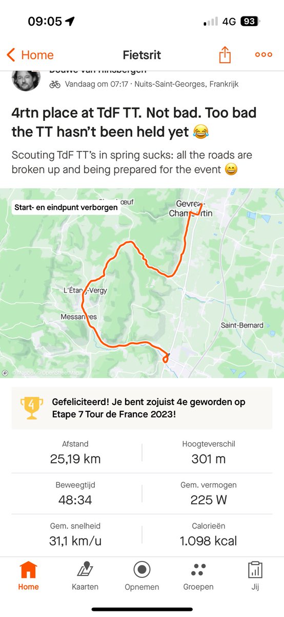 Did the TT of stage 7 of this year’s TdF this morning over the Rue des Grands Crus. That was great! Now ready for some Geology & Wine filming!