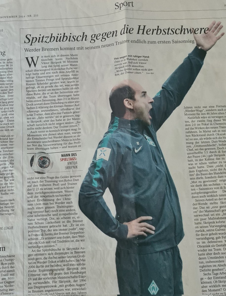 Wie wäre es mit ein paar Skripnik vibes für den Rest der Saison? Eh ich hier geshitstormt werde: ich meine natürlich den skripnikschen #EinhundertProzentKörperstand!

#spitzbübisch #Werder