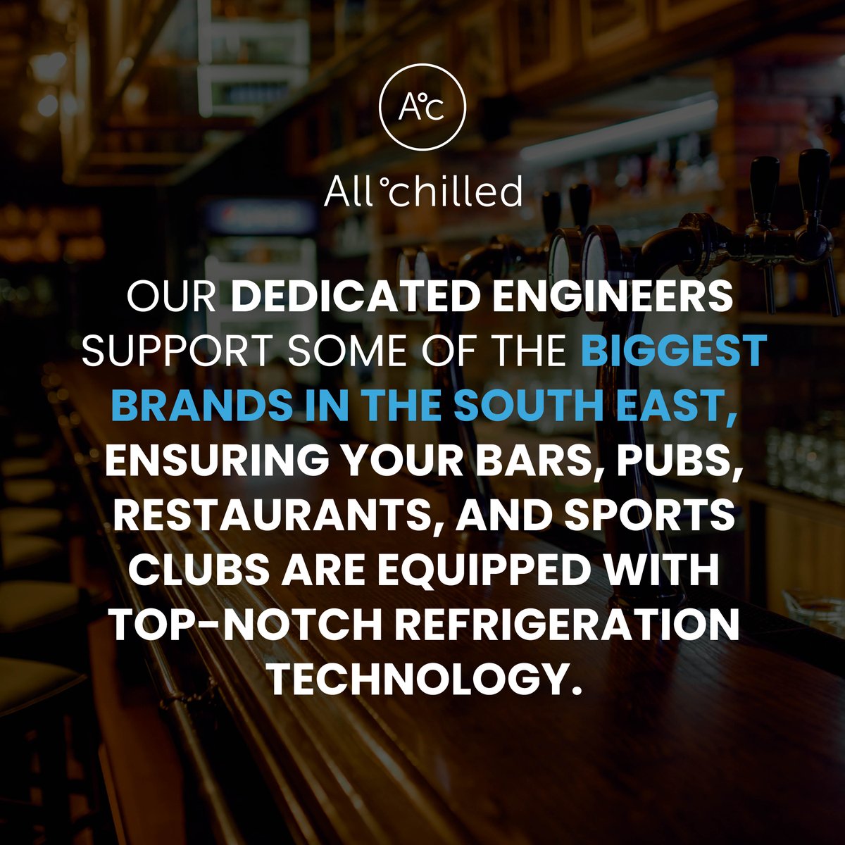 At All Chilled, we're the backbone of your beverage service! Our dedicated engineers support some of the biggest brands in the South East, ensuring your bars, pubs, restaurants, and sports clubs are equipped with top-notch refrigeration technology. Trust us to keep your drink ...