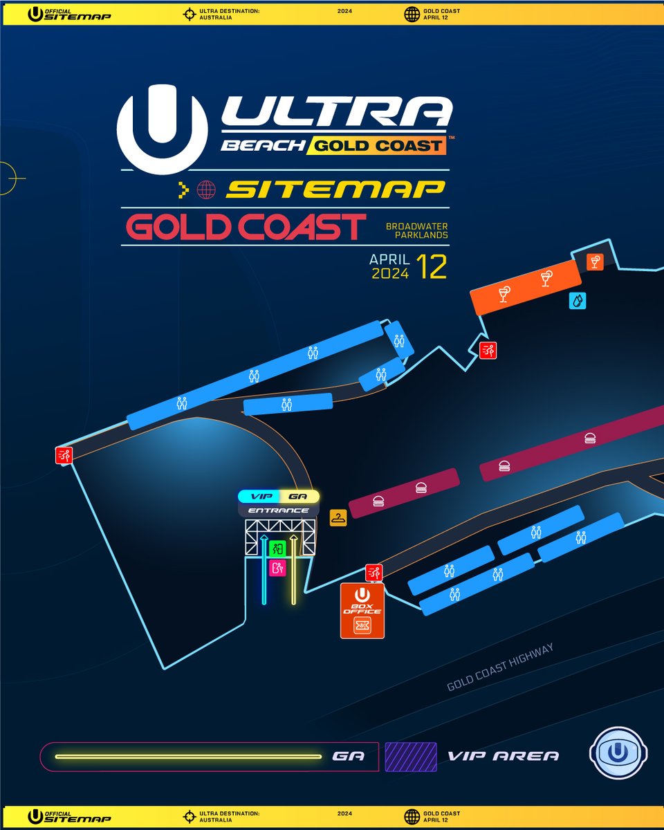 UltraAustralia's tweet photo. Get familiar with the #UltraBeach Gold Coast sitemap for Friday. For more, check out our Know Before You Go info on the website ➡️ https://t.co/Tpf4m2CgJZ https://t.co/HbH5hdDI3b