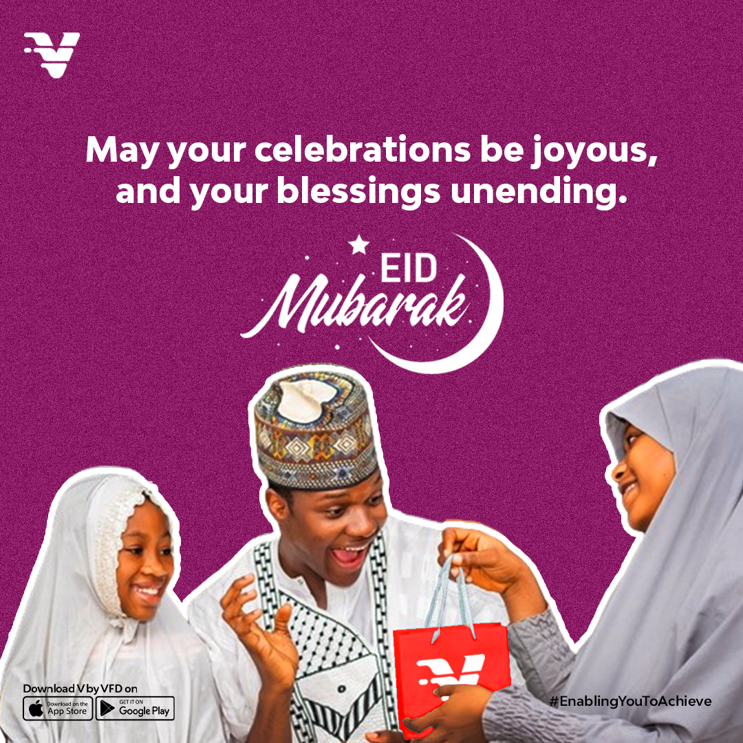 vbankng's tweet photo. Wishing you and your loved ones a blessed and joyful Eid Al-Fitr. May this special day bring you happiness, peace, and prosperity.

From all of us at VFD Microfinance, Eid Mubarak!

#EnablingYouToAchieve #VFDMFB #VFDMicrofinanceBank https://t.co/1EOhZZCo6w
