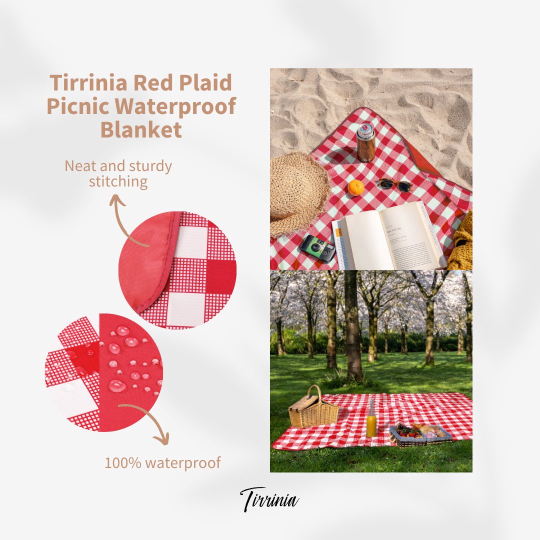 A brightly colored, waterproof blanket that allows you to ditch the wet and embrace a dry, carefree picnic.🏖

#Tirrinia #beachblanket #beach #beachday #blanket #picnicaesthetic #picnicstyle  #redplaid #waterproofblanket #petblanket #summer #outdoorblanket