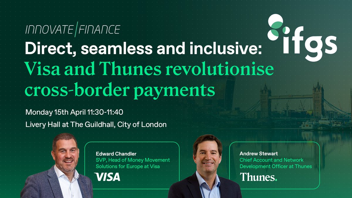 🎤 Join us at InnFin’s #UKFintechWeek for a fireside chat with our partner, Visa.

‘Direct, seamless and inclusive: Visa and Thunes revolutionise cross-border payments’
📅 Monday 15th April
⏰ 11:30-11:40
📍 Livery Hall at The Guildhall, City of London

bit.ly/4cKze8x