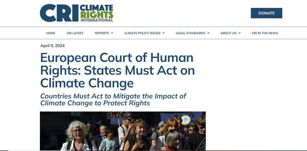 #ClimateChange is the biggest global #HumanRights crisis of our time. The time to act is now ECtHR ruling leaves no doubt that climate urgency obligates states to act on the basis of scientific facts, reduce CO2 emissions & protect rights. @ClimateRights cri.org/european-court…