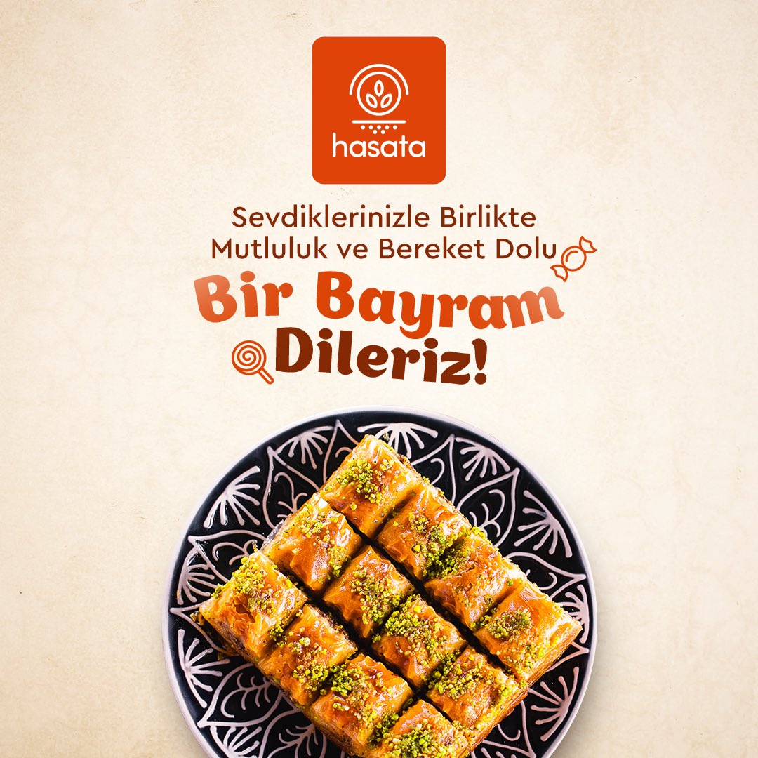 Hasatatr's tweet photo. Bayram neşesi ve lezzetiyle dolan nice sofralarda buluşmak dileğiyle…
Ramazan Bayramımız kutlu olsun! 🍬🍽️
#Hasata #AslınıKorumuşLezzetler #İyiBayramlar https://t.co/IQ1zw1Ibrk