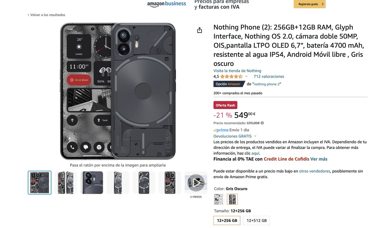 geekdegafas's tweet photo. Descuento 🔝 del @nothing #Phone2. Versión 12+256.
💶 Cómpralo aquí: https://t.co/GlwLWYTM7e
⛔️ Precio lanzamiento 699€
📉 Descuento del 21%
✅ Actualmente 549€ https://t.co/THQtUd14cP