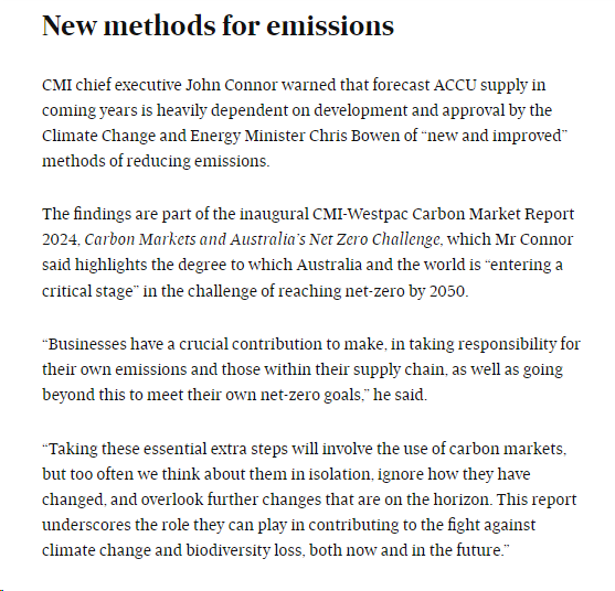 The govt is also being asked to invent new ways of generating carbon offsets so the fossil fuel industry can keep fossiling & the offset industry can keep profiting. Again, it would be far more efficient and effective to just pay people to reduce emissions directly.