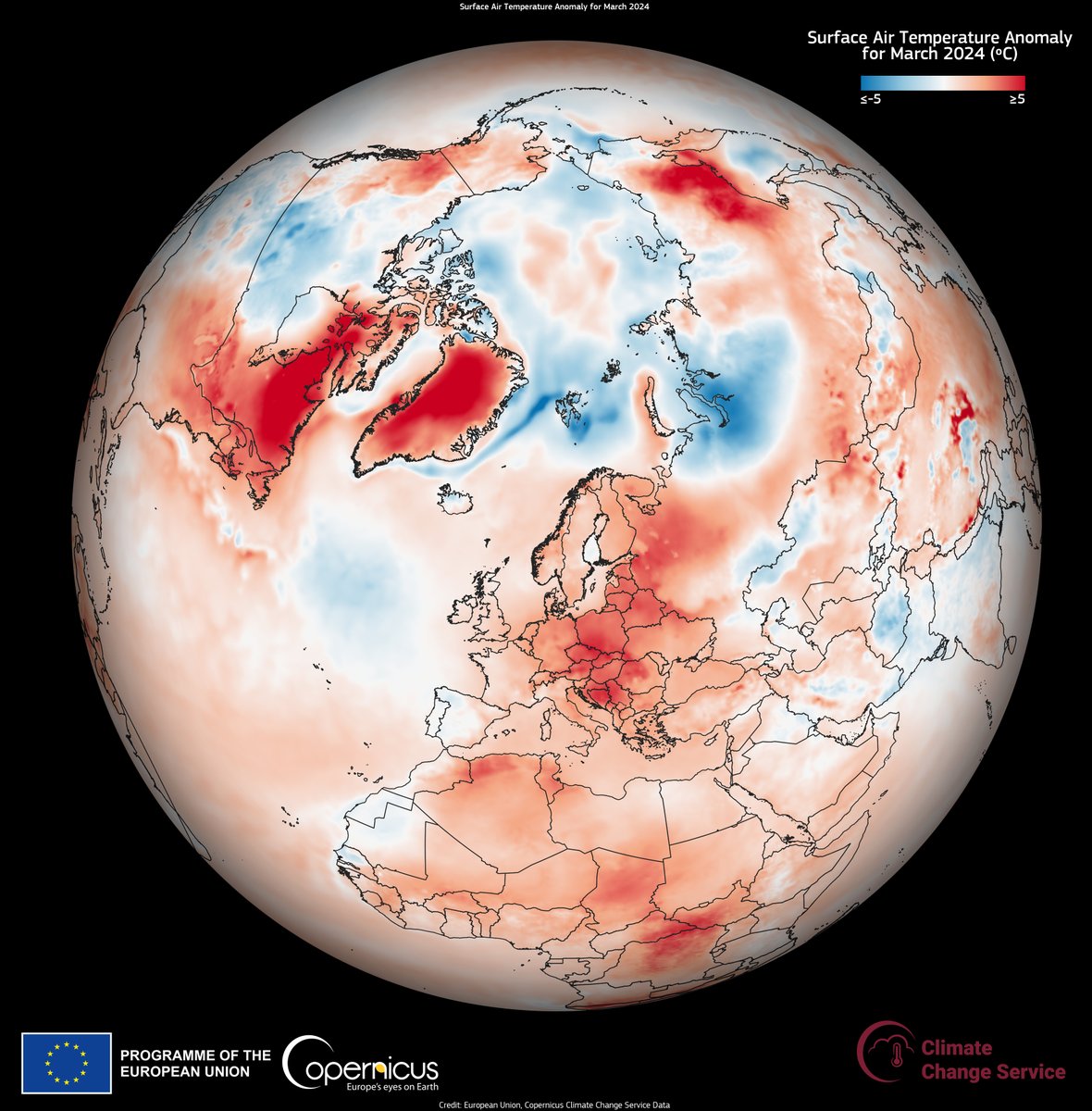 #ImageOfTheDay According to the latest monthly climate bulletin of our #CopernicusClimate Change Service: 📈March 2024 was the second warmest March on record in Europe, with 2.12°C above the 1991-2020 average ♨️ Read more at climate.copernicus.eu/climate-bullet…
