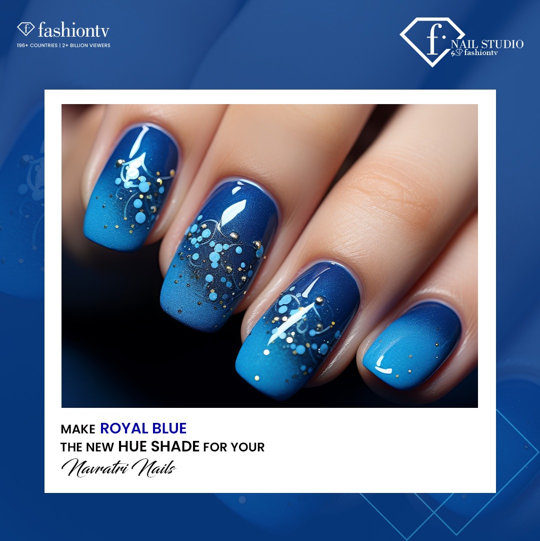Dance with regal grace and style! Embrace the richness and tranquility of Royal Blue on your nails, symbolizing elegance and unmatched panache in every step. Let's paint navratri with the vibrant hues of tradition.
#ftvindia #Nails #NailArt #fashiontv #ftv #fashiontvindia