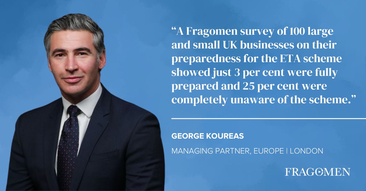 In this @PeopleMgt piece, Europe Managing Partner George Koureas dives into Fragomen's ETA/ETIAS preparedness survey findings and how #HR and #GlobalMobility teams can prepare for new digital #immigration changes: bit.ly/4d1QeHw.