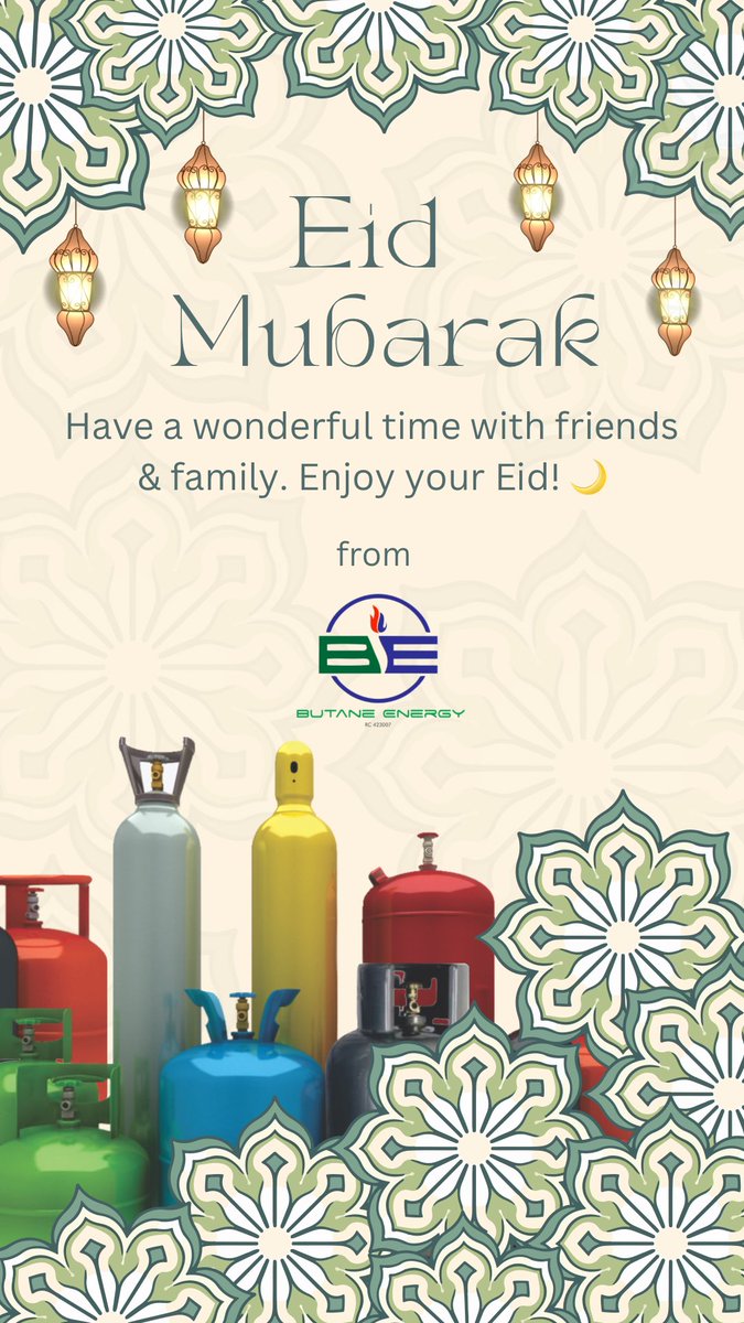 Eid Mubarak to you all from Butane Energy.
Have a wonderful eid with your friends and families, enjoy your holidays!

#eidinbutane #butanegas #gasandenergy #oilandgas #butaneenergy #gassupply #gasinabuja #gasinkaduna #gasinkatsina #gasinkano