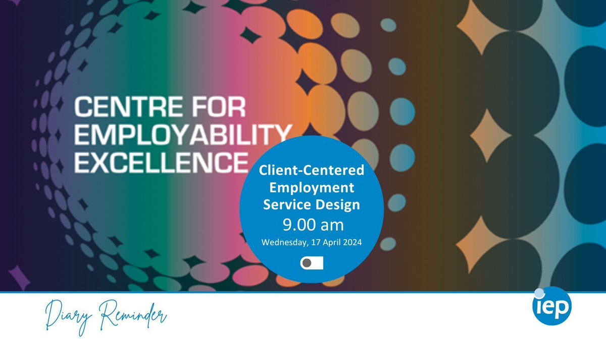 👉🏼 Focusing on the topic of 'Client- Centered Employment Service Design', the Centre for Employability Excellence’s third seminar takes place a week today on 17th April. Register for your free ticket here 👇🏼 events.teams.microsoft.com/event/1fa40aca… @IEPInfo #IEPNews #Employability #IEP