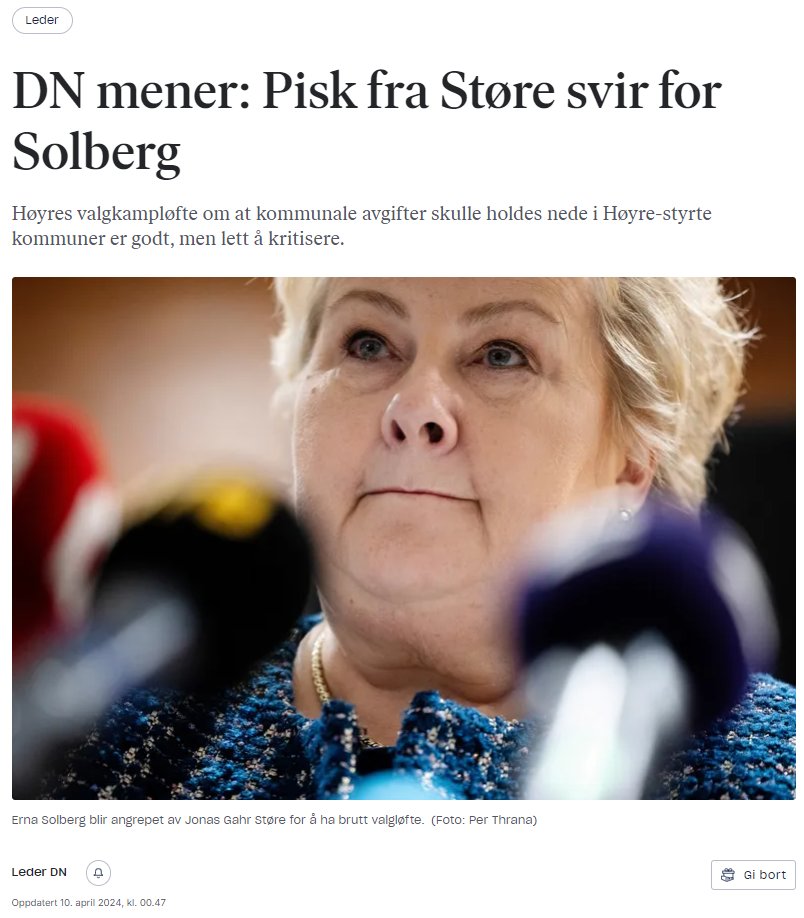 Vil bare bemerke at årsaken til at løftet er lett å kritisere, er at det ikke holdes. Et løfte som brytes er vel per definisjon ikke et særlig godt løfte 

dn.no/leder/hoyre/ar…